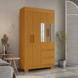 Guarda-roupa Solteiro 99,80cm 4 Portas Com Espelho E 2 Gavetas Chantrieri Espresso Móveis Cinamomo
