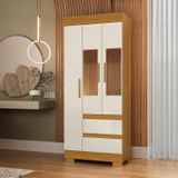 Guarda-roupa Solteiro 75,30cm 3 Ptas Com Esp E 2 Gavetas Chantrieri Espresso Móveis Cinamomo/off White