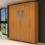 Guarda-roupa Casal 164,10cm 6 Portas 2 Gavetas Com Espelho 100% Mdf Papoulas Espresso Móveis Cinamomo