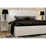 Cabeceira Cama Box Madeirado Branco-neve King Arizona 2 Mesas C- Prateleiras Branco-neve