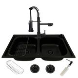 Cuba Dupla Gourmet Cozinha Aço Inox 78x43 Preta E Torneira