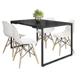 Mesa De Jantar Preto Com 4 Cadeiras Eiffel Eames Branco