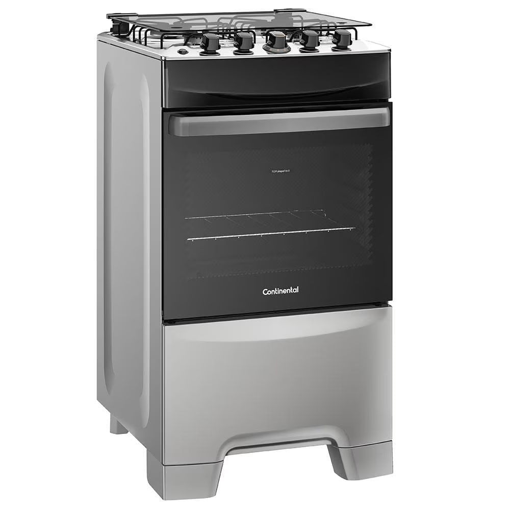 Fogão Continental 4 Bocas Fc4is Com Mesa De Inox Tecnologia Top Limpa Fácil E Acendimento Automático