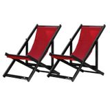 Kit 2 Espreguiçadeiras Preguiçosa Dobrável Sem Braço Black Vermelho