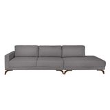 Sofá 6 Lugares Henry Com Chaise Direito Veludo Cinza