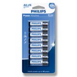 Pilha Alcalina Aa Philips Bateria 2a Pequena 16 Unidades