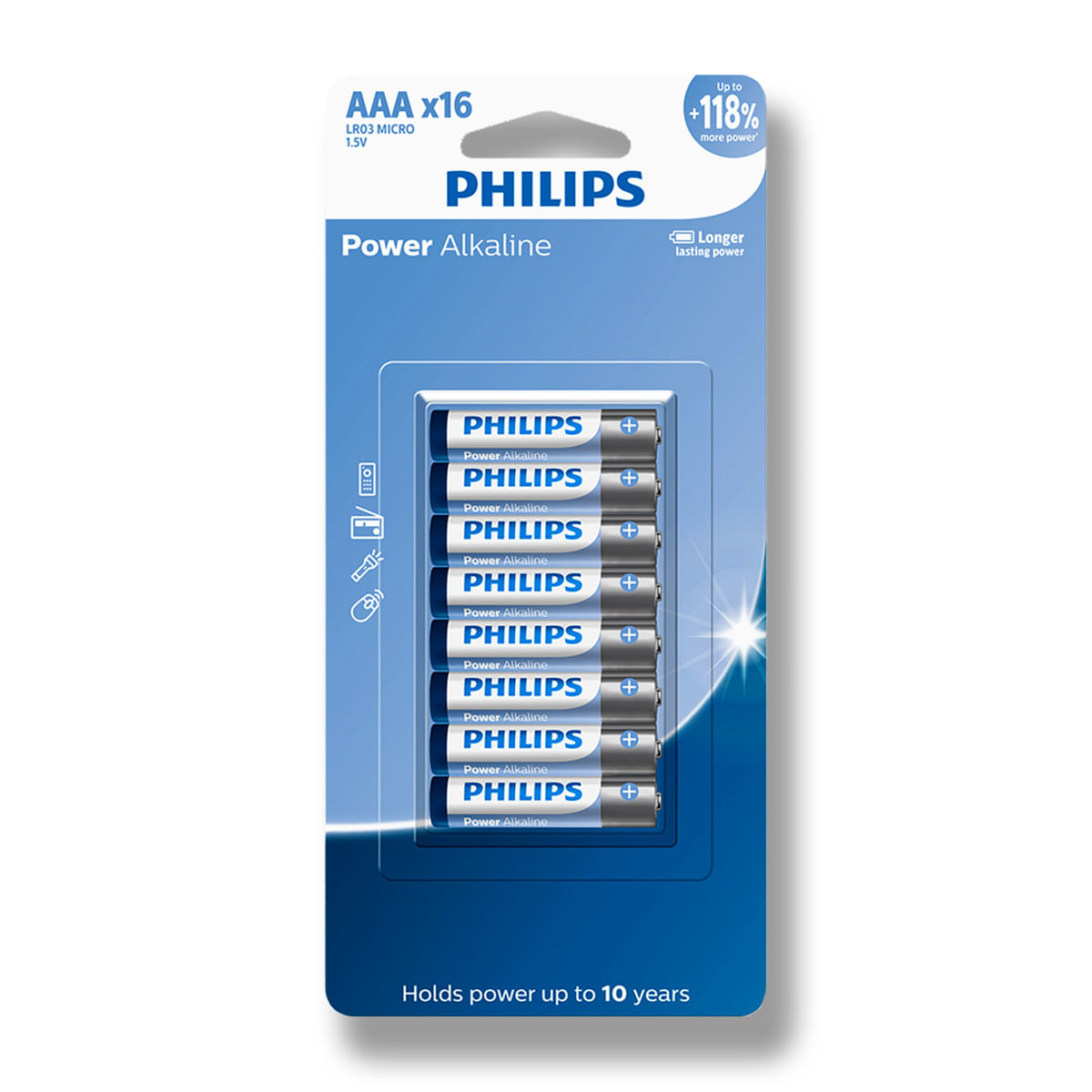 Pilha Alcalina Aaa Philips Bateria 3a Palito 16 Unidades