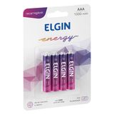 04 Pilhas Elgin Aaa 1000mah Recarregável 1 Cartela