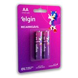 Pilha Recarregavel Aa Elgin Bateria 2a 2700mah Pequena 2 Unidades