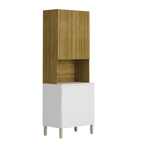 Armário De Cozinha Paneleiro Com Nicho 3 Portas 1 Gaveta Madeirado / Branco Art Kits Paraná