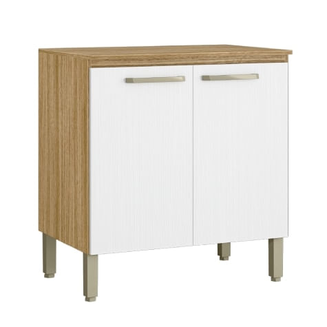 Balcão De Cozinha Duplo Com Tampo 2 Portas 0,80m Madeirado / Branco Ametista Kits Paraná