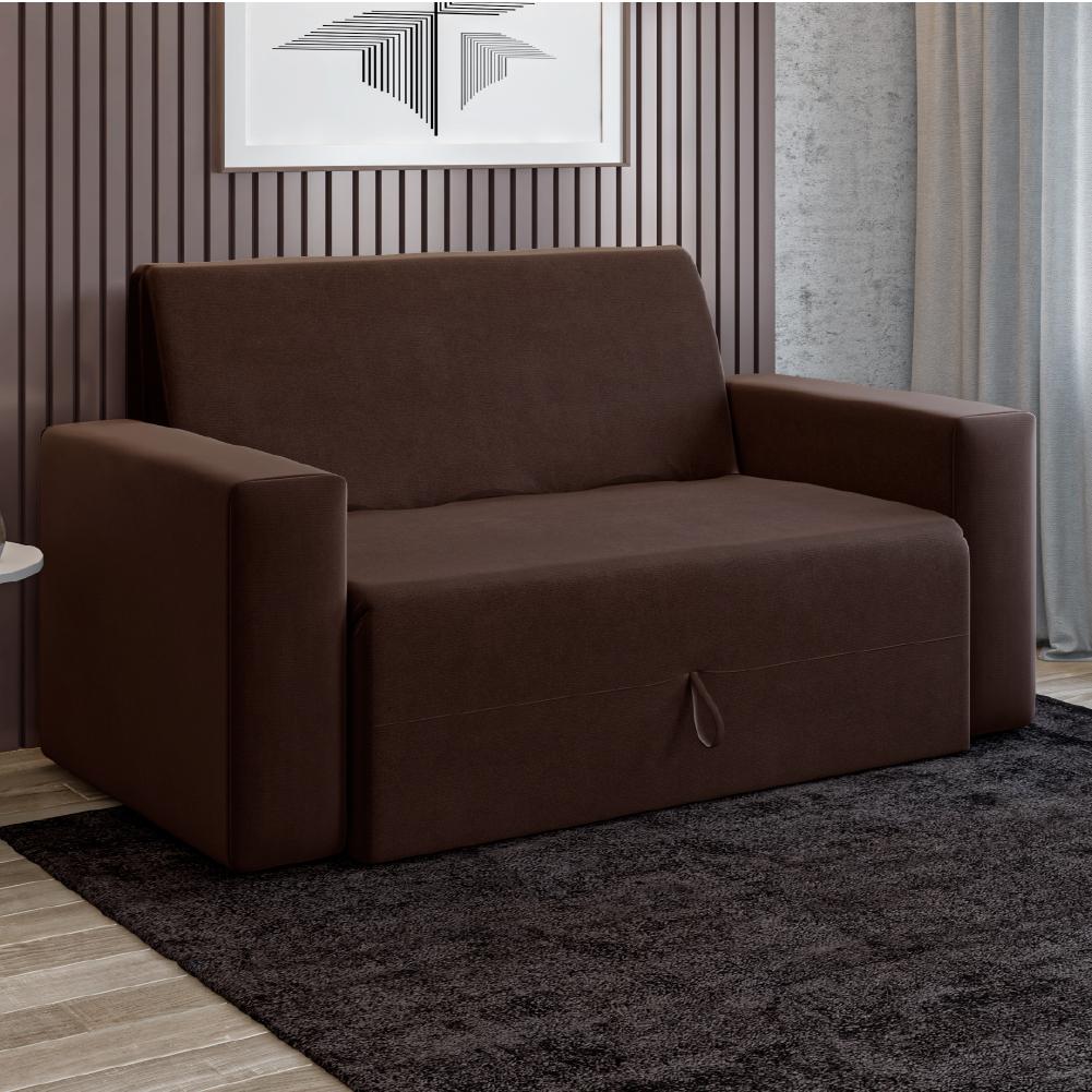 Sofá-cama 2 Lugares Pratik 5000 Mamflex Marrom Suede