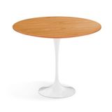 Mesa Lateral Tulipa Saarinen Redonda 51 Cm - Freijó Cores Branco