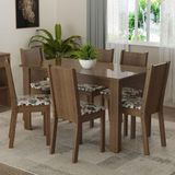 Conjunto Sala De Jantar Mesa Tampo De Vidro 6 Cadeiras Rustic-hibiscos Isla Madesa Rustic-hibiscos