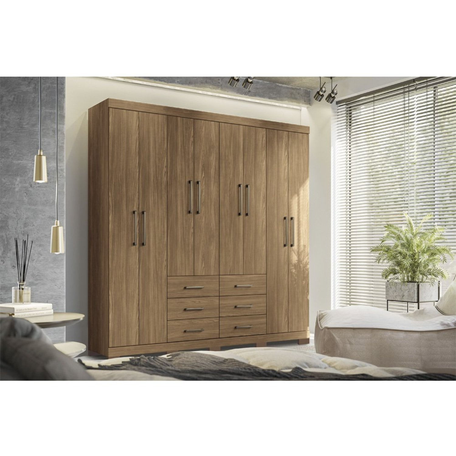 Guarda-roupa Casal 8 Portas 6 Gavetas Liverpool Com Pés Jatoba