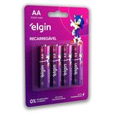 Pilha Recarregavel Aa Elgin Bateria 2a 2500mah Pequena 04 Un