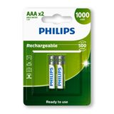 Pilha Recarregavel Aaa Philips Bateria 3a 1000mah Palito 2 Unidades