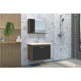 Gabinete Para Banheiro Com Cuba E Espelheira 60cm Clean Avelato / Preto