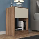 Mesa De Cabeceira Bravo Com Gaveta E Nicho Castanho/offwhite