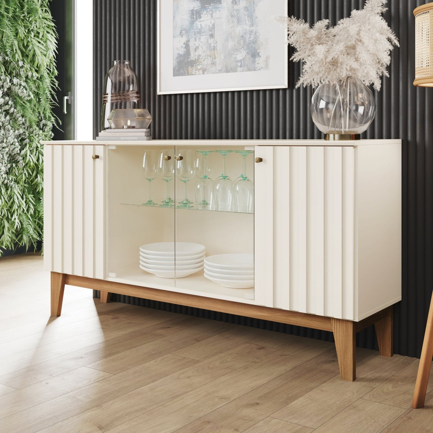 Buffet Tifany 4 Portas Espresso Móveis Off White/nature