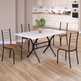 Conjunto Sala De Jantar Mesa Retangular 120x75cm Tampo Madeira Mdp White 4 Cadeiras Rio C. Marrom / Preto Fosco