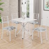 Conjunto Sala De Jantar Mesa Quadrada 70x70cm Tampo Mdp Off White 4 Cadeiras Paraty Paraopeba / Branco