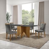 Mesa Nancy 120 Tampo Mdf Canto Reto Com 4 Cadeiras Hydra Grafite/imbuia