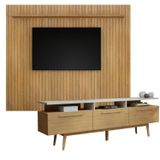 Rack Para Tv Até 70 Polegadas 3 Porta São Paulo Com Painel Suspenso 227,6 Cm Vitória 100% Mdf Cinamomo/off White