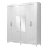 Guarda-roupa Casal 6 Portas 2 Gavetas Com Espelho Santarém Espresso Móveis Branco/branco