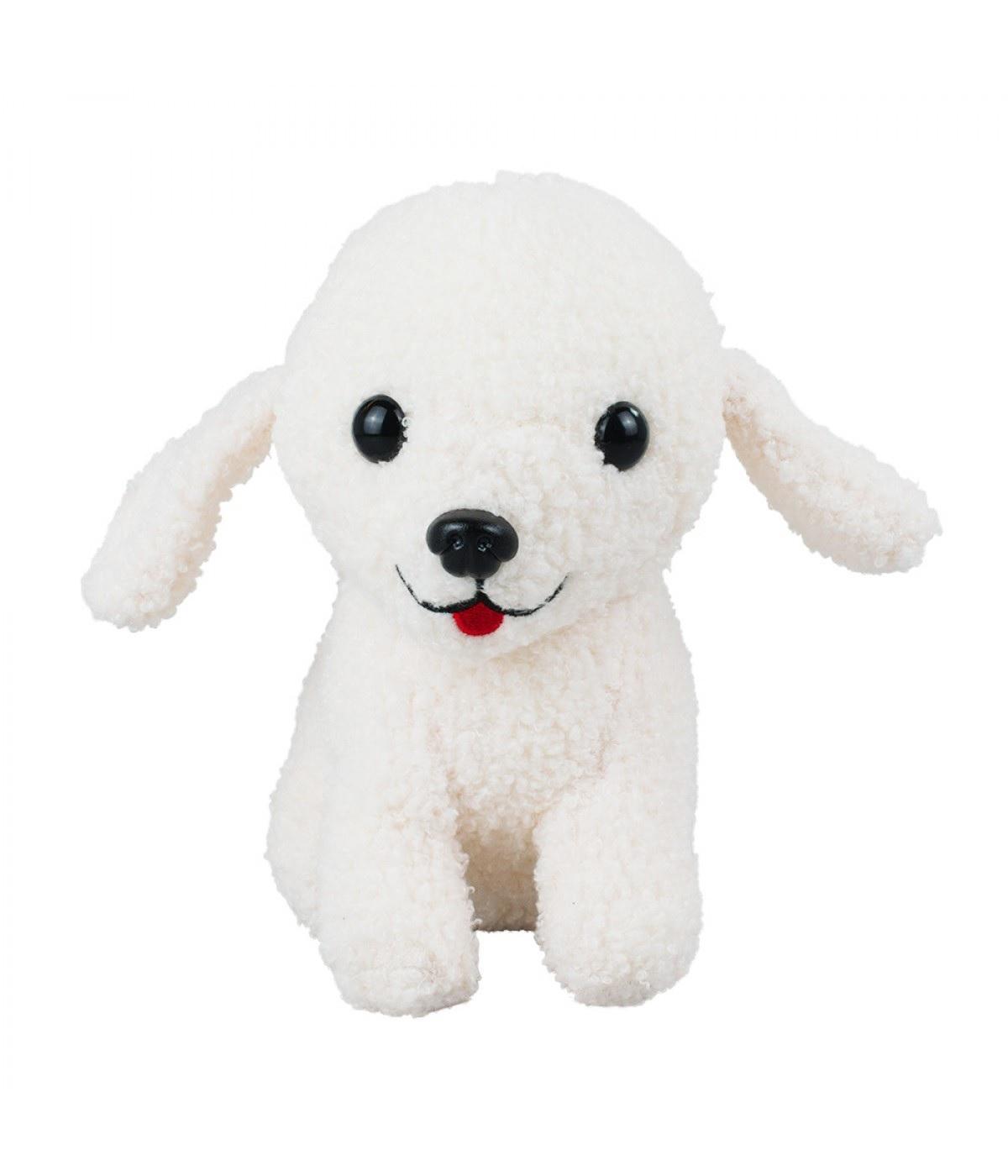 Cachorro De Pelúcia Branco Macio Sentado Fazenda 21 Cm