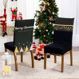 Kit De Capas De Cadeira Jantar Estampadas Ano Novo Ajustável Com Elástico 06 Peças Cor Árvore Preto