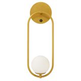 Arandela De Parede Aro Oval Globo Vidro Interruptor Dourado