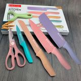 Conjunto De Facas Em Inox Coloridas E Variadas Com 6 Peças