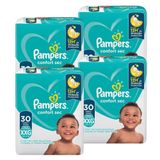 Fralda Descartável Pampers Confort Sec Mega Tam Extra Extra Grande - 4 Pacotes Com 30 Tiras
