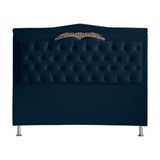 Cabeceira De Cama Box Madri Casal King 195cm Suede Azul Marinho