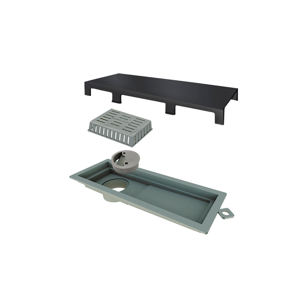 Ralo Linear Elleve Tiny 5563 25cm Com Tampa Grafite