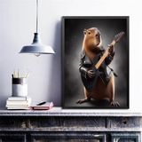 Quadro Decorativo Capivara Do Rock 24x18cm - Com Vidro