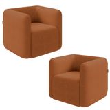 Kit 2 Poltronas Decorativas Sala De Estar Trinidad Base Fixa Bouclê Terracota G33 - Gran Belo