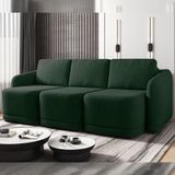 Sofá Cama Modulado Retrátil E Reclinável Decorativo Varsóvia 276cm Veludo Verde G33 - Gran Belo