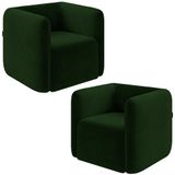 Kit 2 Poltronas Decorativas Sala De Estar Trinidad Base Fixa Veludo Verde G33 - Gran Belo