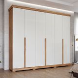 Guarda Roupa Casal Em Mdf 6 Portas Com Pés Linhares Espresso Móveis Cinamomo/off White