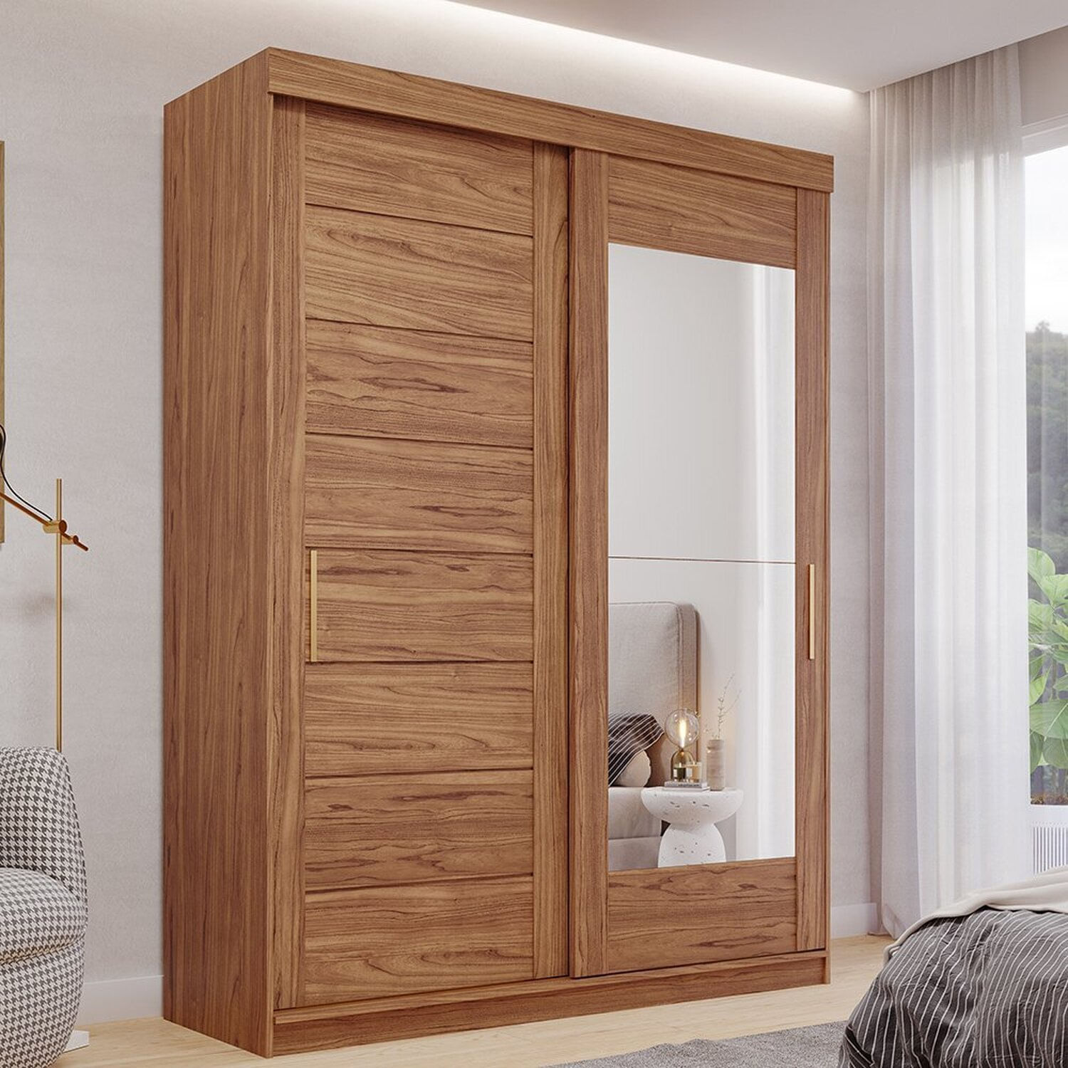 Guarda-roupa Solteiro 3 Portas De Correr 3 Gavetas Sem Pés 100% Mdf Dubai Espresso Móveis Cinamomo