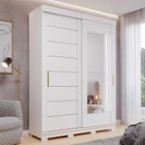 Guarda-roupa Solteiro 3 Portas De Correr 3 Gavetas Com Espelhos 100% Mdf Dubai Espresso Móveis Branco Brilho