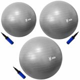 Kit Bola De Ginástica Suíça Yoga 55 65 75cm Cinza Odin Fit