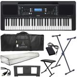 Kit Teclado Yamaha Psr-e373 Arranjador 61 Teclas Preto Tx03