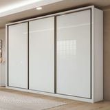 Guarda-Roupa Casal 3 Portas de Correr 6 Gavetas 240,5x270,5cm Spazio Móveis Lopas Branco
