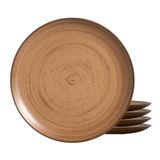 Jogo De Pratos Sobremesa Cerâmica Kit 4pc 20cm Kya Terracota