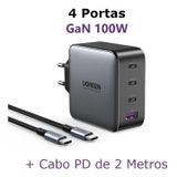 Carregador Ugreen Nexode 100w Pd Gan Com Cabo Usb Tipo C 2m