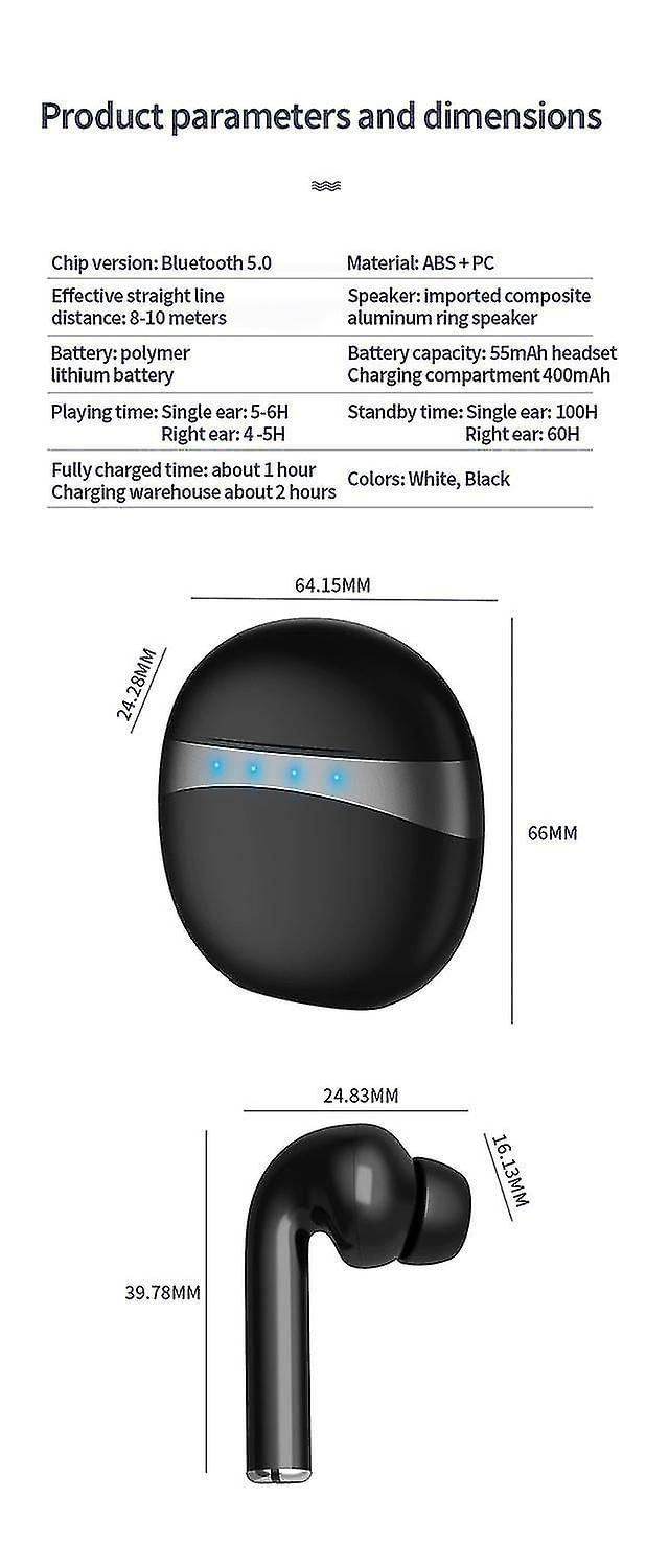 Sem Fio Bluetooth V5.0 Fones De Ouvido Graves Estéreo (tamanho Único)