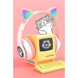 Flash Light Cute Cat Ears Fones De Ouvido Sem Fio Bluetooth Com